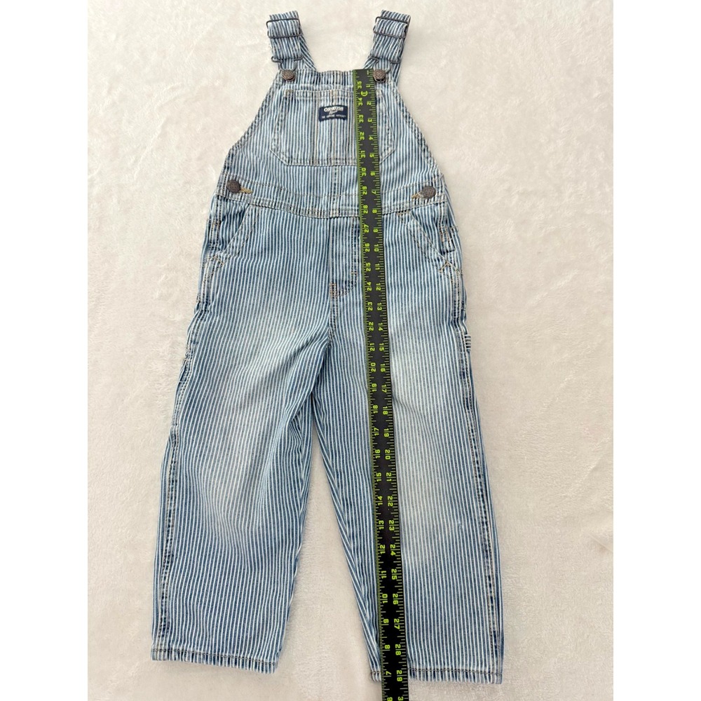 Vintage OshKosh B'Gosh Vestbak Hickory Stripe Overalls 4T Railroad Denim - Picture 11 of 13